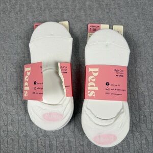 Peds White High-Cut No-Show Socks - 9 pair Gel Heel Arch Support